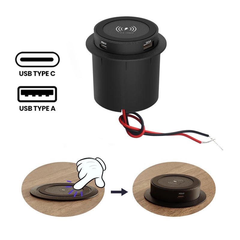 Bluejw 12V/24V Universal Dual Port Car Charger: QC3.0 USB & 20W PD Type-C + Wireless Charging Pad - Automobile Chargers - Image 3